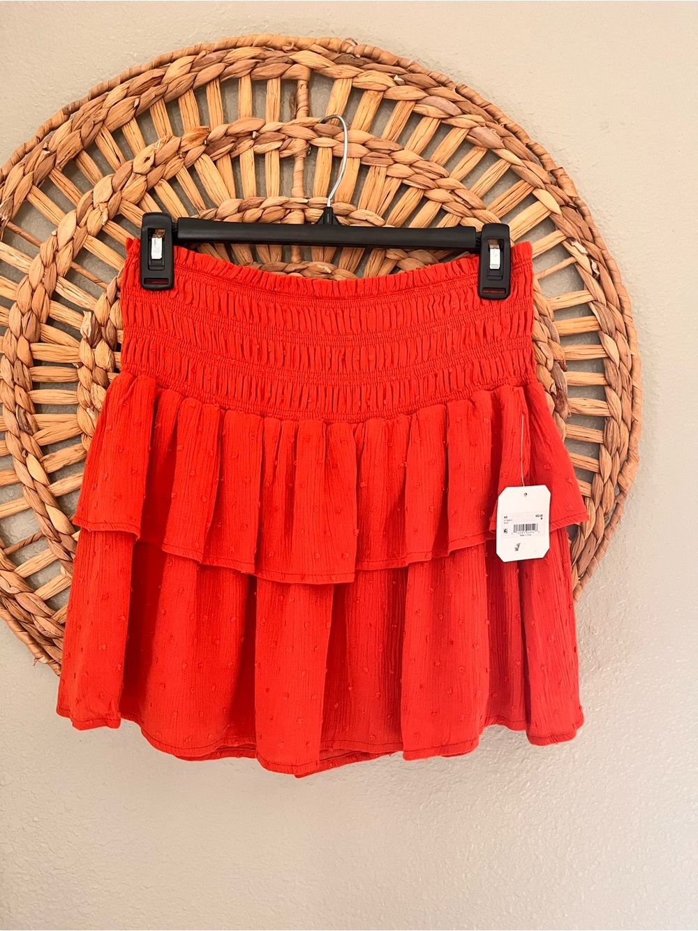 Altar'd State Rust Tiered Mini Skirt with Smocked Waist, New with Tags